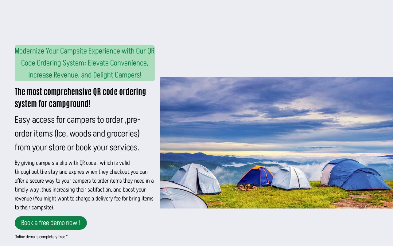 Free Java Code Camping QR Code Camping- Management order from camping sites